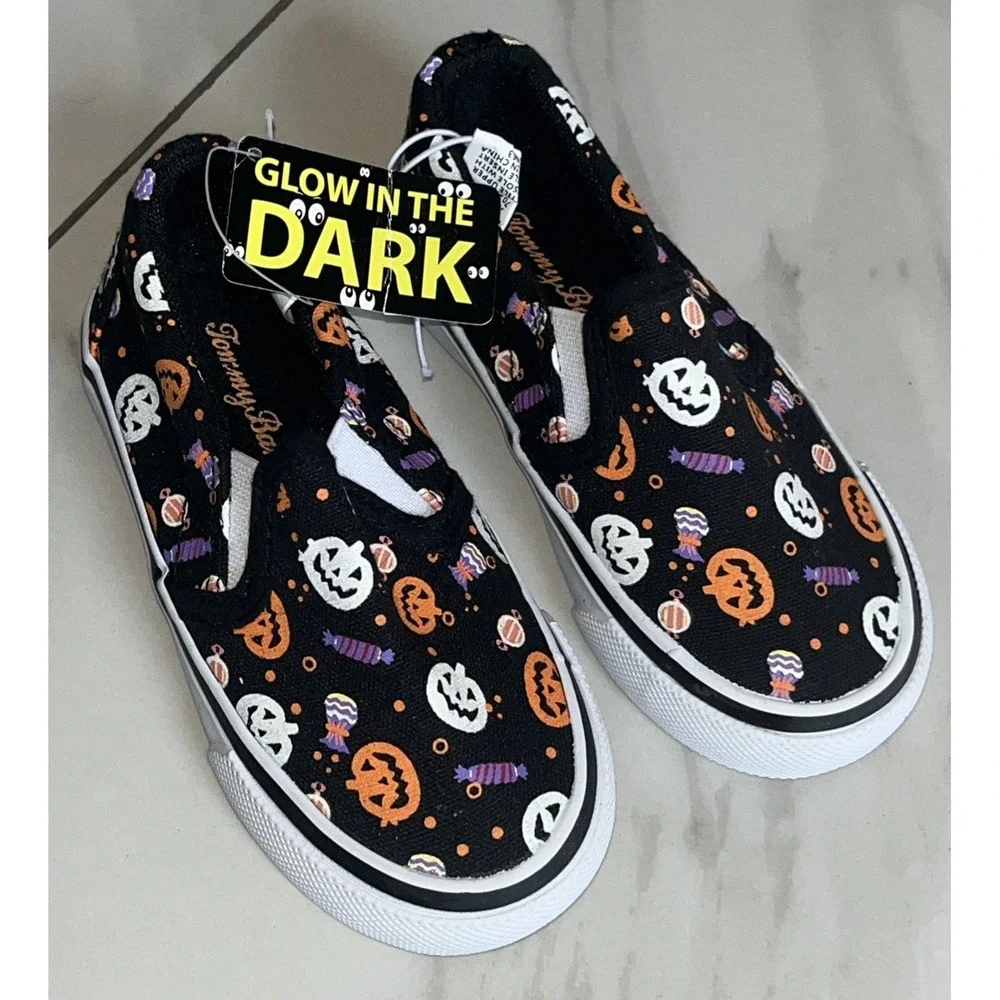 Tommy Bahama Toddler 8 Slip-On Shoes Pumpkins Halloween Glow in‎ the Dark Canvas